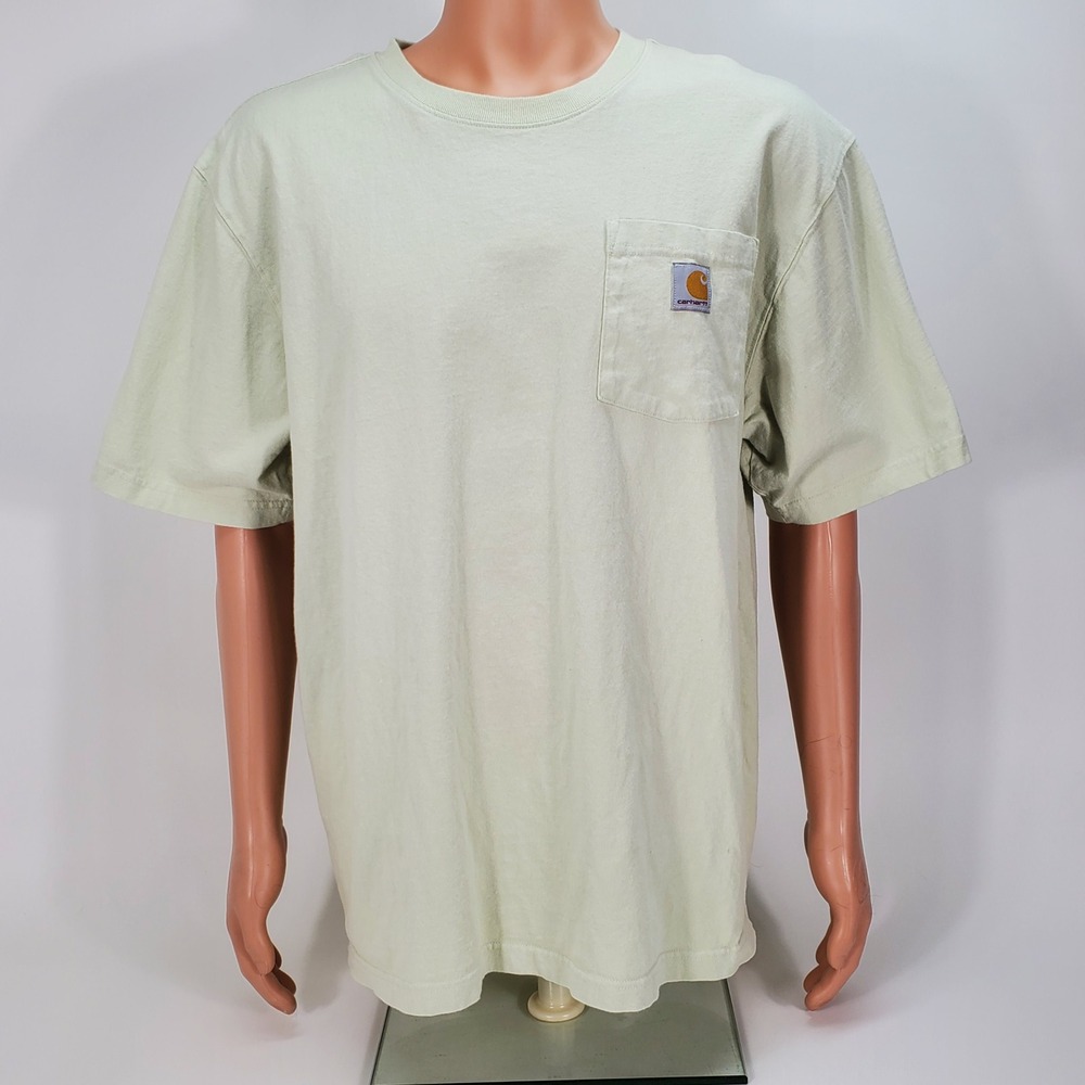 Carhartt Mens K87 Loose Fit Pocket T-Shirt Yellow Cotton Work Tee Size L